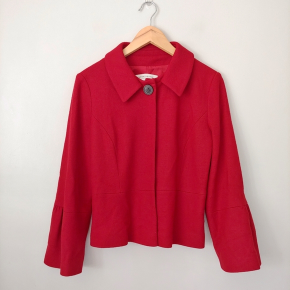 Gerard Darel Wool Button Up Collared Jacket Red Size 8 - Picture 6 of 16